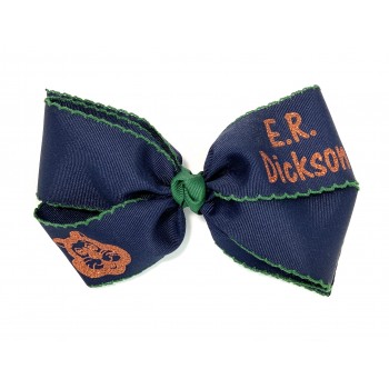 E.R. Dickson (Navy) / Forest Green Pico Stitch Bow - 7 Inch